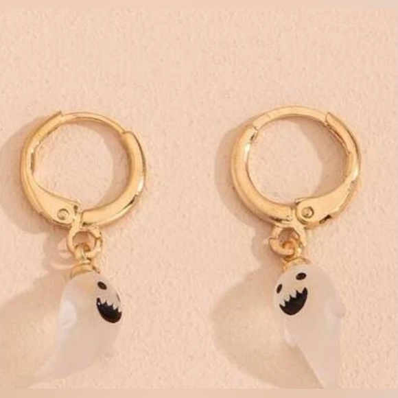 “Happy Lil Ghost” Frosted Glass Whimsy Halloween Cute Goth Spirit Spectre Dangle - Picture 4 of 10